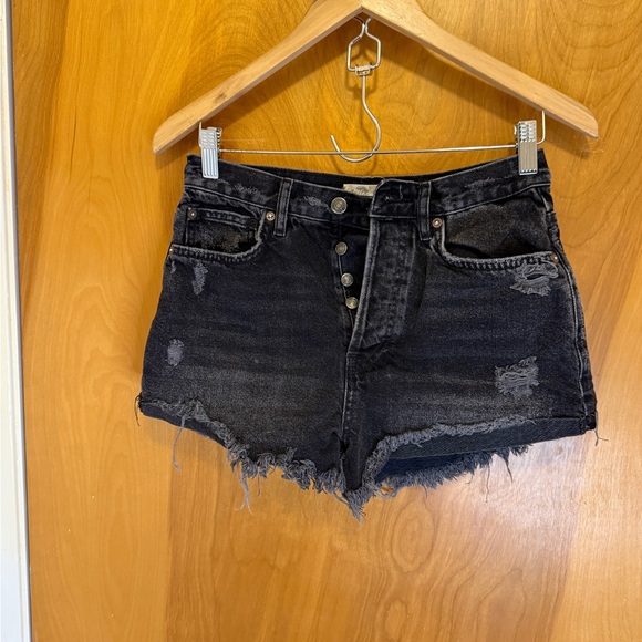 We The Free Black Distressed Jean Shorts